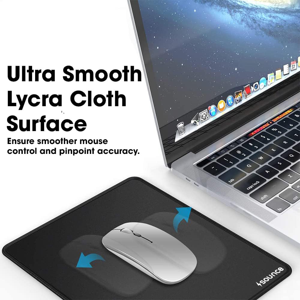 Sounce Mouse Pad Speed Type Mouse Pad with Antifray Stitched Embroidery Edges, Non-Slip Rubber Base Mousepad for Laptop PC (260mm x 210mm x 2mm) (Black) - Personal Computer from Sounce - Shop in Sri Lanka at Arcade.lk