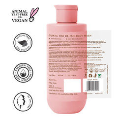 mCaffeine 1% Glycolic Acid Detan Body Wash with 2% niacinamide, 3% Kojic Acid-Glutathione blend | Brightens, Reduces Dark Spots & Evens Skin Tone | Tangy Guava Shower Gel for Women & Men -300ml