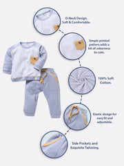 BABY GO Full Sleeve Cotton Baby Dress Regular T shirts Pant with Set (6-12M)