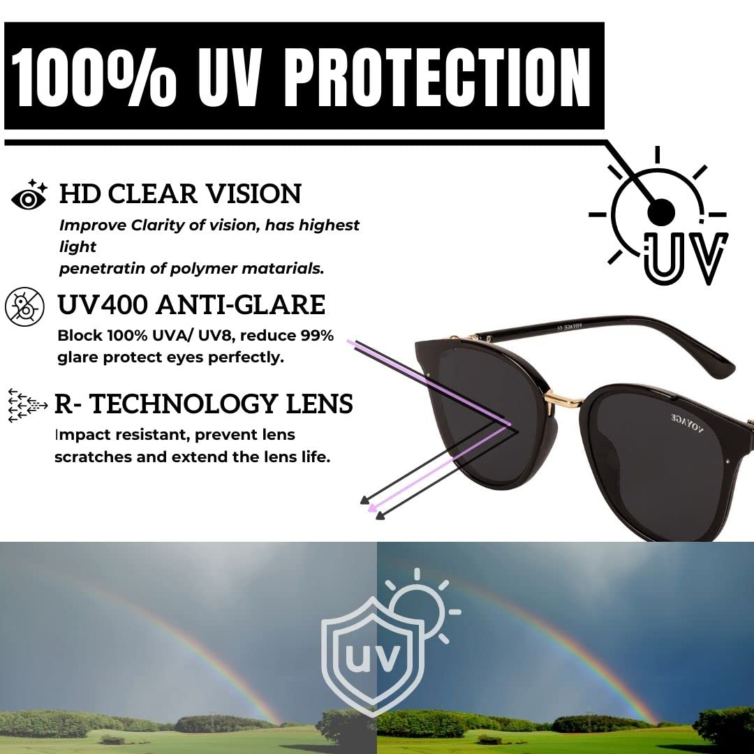 Voyage UV Protection Cat-eye Sunglass (59) (Black)