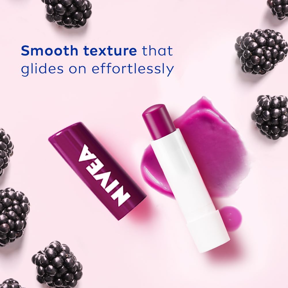 NIVEA Lip Balm, Fruity Berry Shine, 4.8gm, Purple
