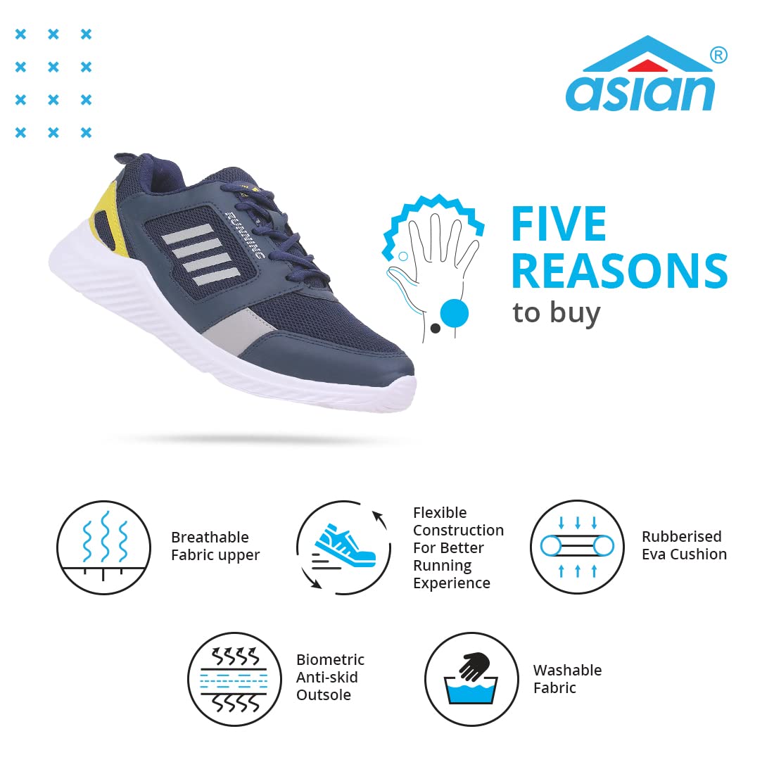 ASIAN Wonder-13 Pro Running, Walking, Gym Lightweight Eva Sole with Extra Jump Sneaker Shoes for Men & Boys - Shoes from ASIAN - Shop in Sri Lanka at Arcade.lk