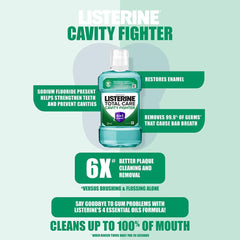 Listerine Cavity Fighter Mouthwash Liquid, Removes 99.9% Germs, prevents cavities, 250ml (Pack of 1)