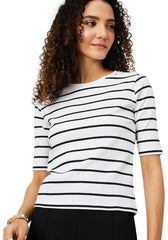 Max Women's Cotton Polyester Elastane Striped Regular Fit T-Shirt