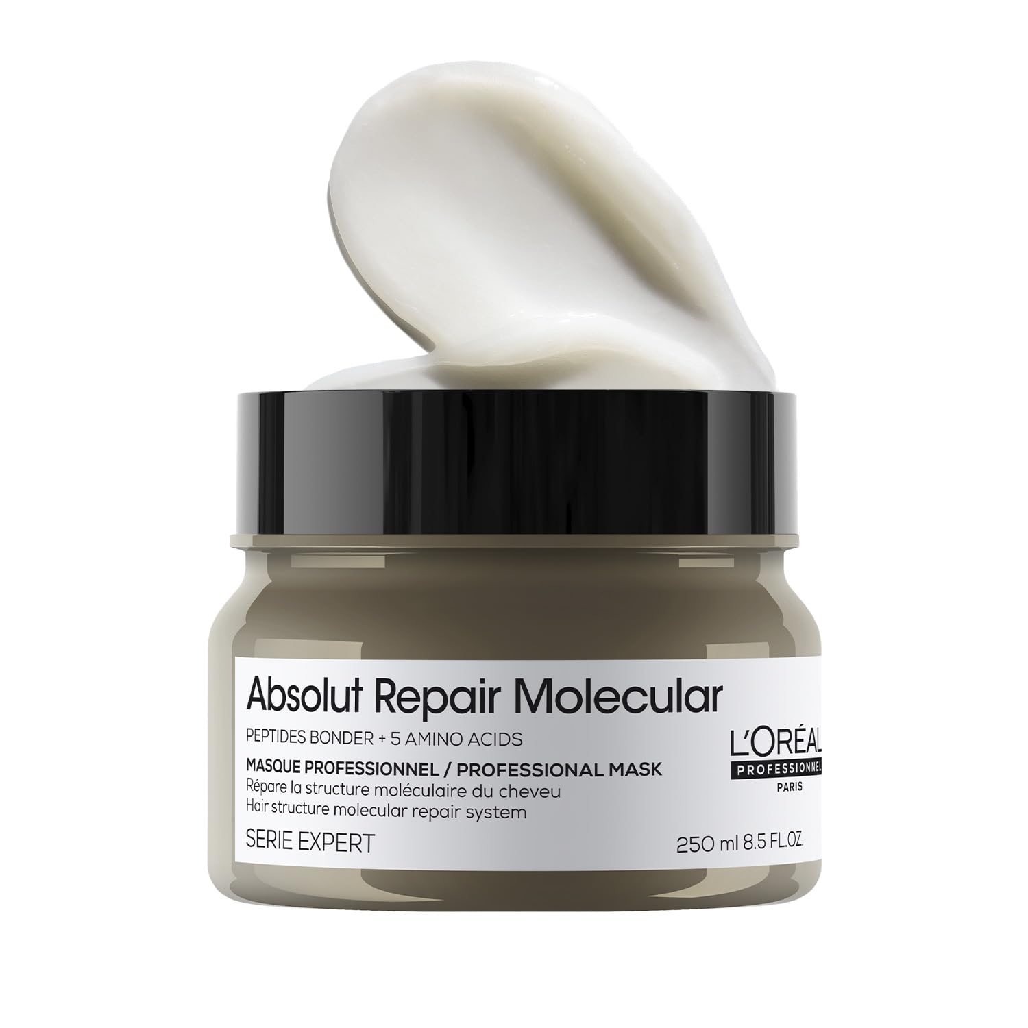 L'Oréal Professionnel Absolut Repair Molecular Deep Repairing Mask for Damaged Hair | Repairs upto 2 years of damage in 1 use| Professional hair mask with 2% Peptides Bonder & 5 Amino Acids | 250ml