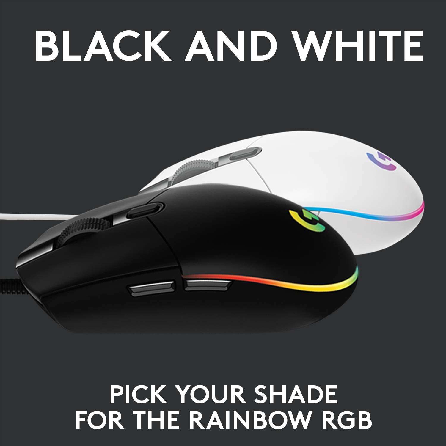 Logitech G 102 Light Sync Wired Gaming Mouse with Customizable RGB Lighting, 6 Programmable Buttons, Gaming Grade Sensor, 8K DPI Tracking,16.8mn Color, Light Weight - White