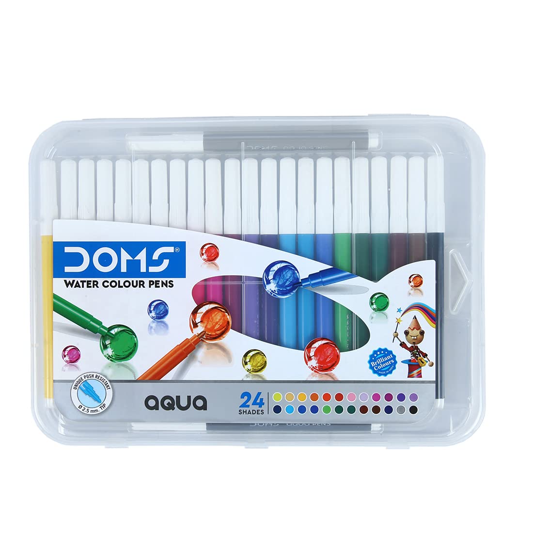 DOMS Aqua 24 Shades Watercolour Sketch Pen Set | Unique Push Resistant Tip With Bright & Intense Colors | Non-Toxic & Safe For Kids | Colourful Sketching, Doodling & Mandala Art - Office Product from Doms - Shop in Sri Lanka at Arcade.lk