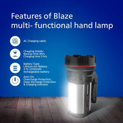 Philips Blaze Rechargeable LED Light | Multi-Functional Long Range Handheld Light with Powerful Beam and Emergency Mode | Durable Black Body | Pack of 1