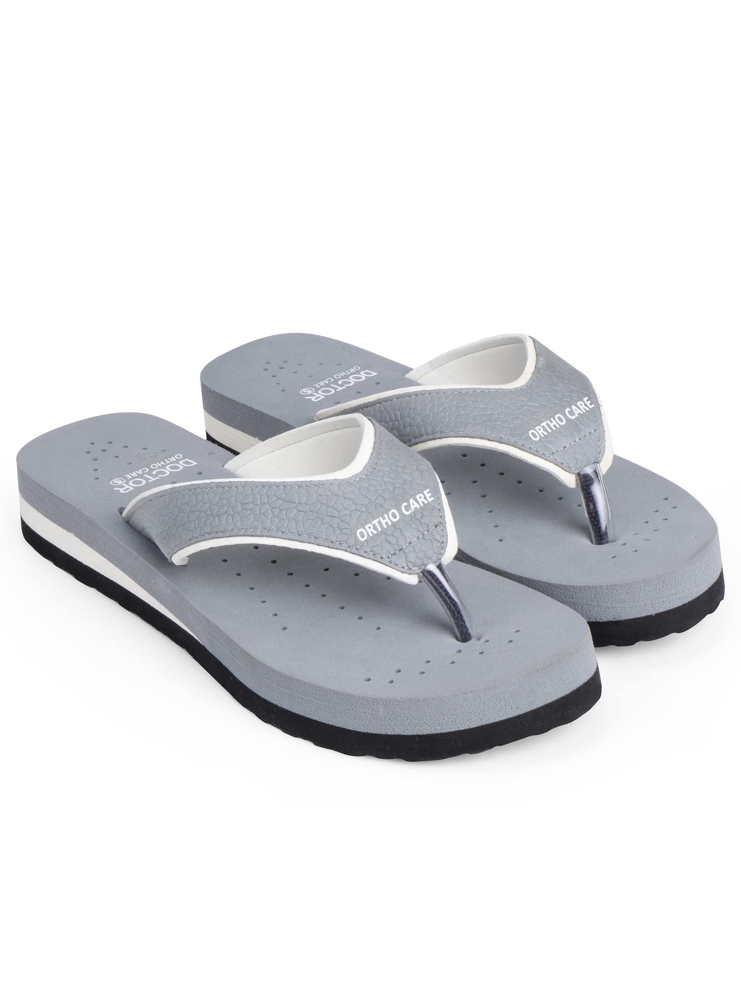 DOCTOR EXTRA SOFT Chappal Care Orthopaedic and Diabetic Comfort Doctor Flip-Flop and House Slipper's for Women's OR-D-18-GREY-4 UK