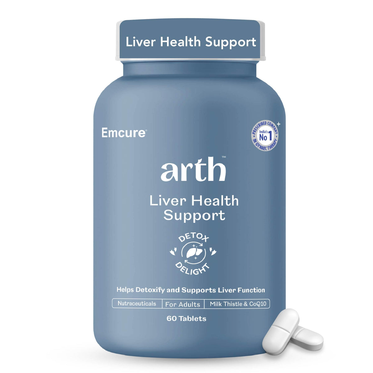 Arth Liver Health Supplement | With Milk Thistle (Silymarin 600mg), CoQ10, Vitamin C & E | Helps in Fatty Liver Management & Digestion | Anti-inflammatory & Antioxidant Support | 60 Veg Tablets