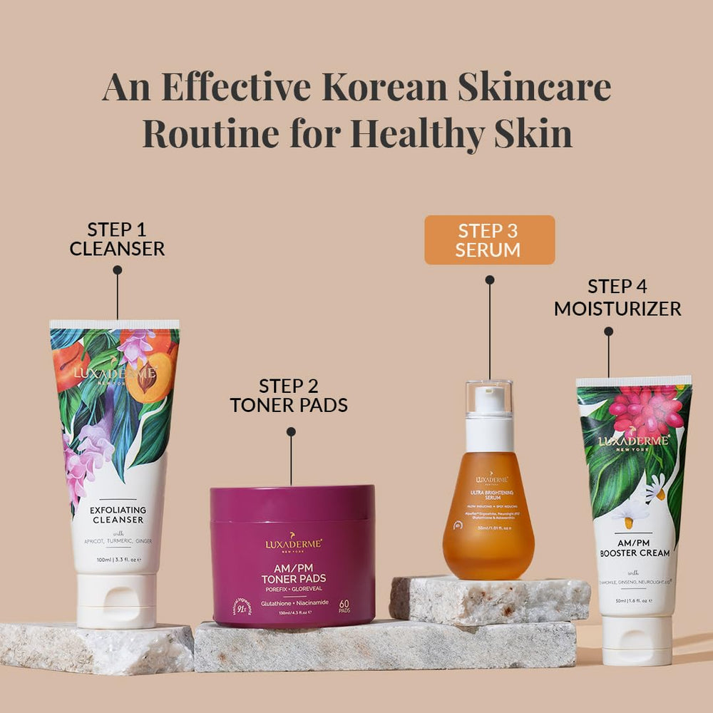LuxaDerme Korean Ultra Brightening Face Serum with 77% Yuzu, Vitamin C Rich, Glutathione & Niacinamide | Clinically Proven Patented Actives to Reduce Dark Spots & Hyperpigmentation | Vegan Korean Skincare for Men & Women | 30ml | Glammy.lk