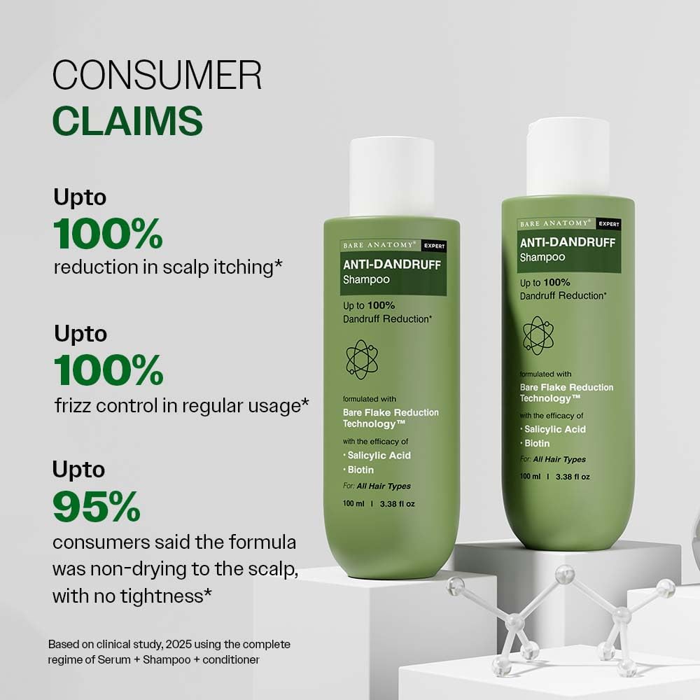 Bare Anatomy Anti-Dandruff Shampoo | Up To 100% Dandruff Reduction | 100 ml