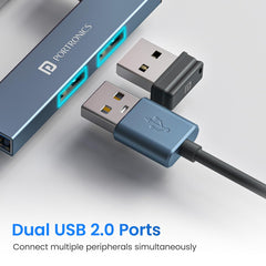 Portronics Mport Mino A USB 3.0 Hub (3-in-1) with USB 3.0 SuperSpeed, Compact L-Shape Design, 2-Port USB 2.0 High-Speed, USB Plug, Metal Alloy Body, for Laptop, PC, Mac (Grey)