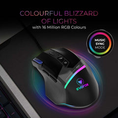 EvoFox Blaze Ultra Value 8 Button Programmable Gaming Mouse with 1000Hz Polling Rate | Gaming Grade DPI 200 to 12800 | Ultra-Responsive 7000fps | RGB Lights with Music sync Mode | Windows Software
