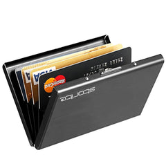 Storite 6 Slots RFID Protected Metal Credit Card Holder Wallet for Men & Women(Shiny Black,9.5 x 6.5 x 1.3 cm)