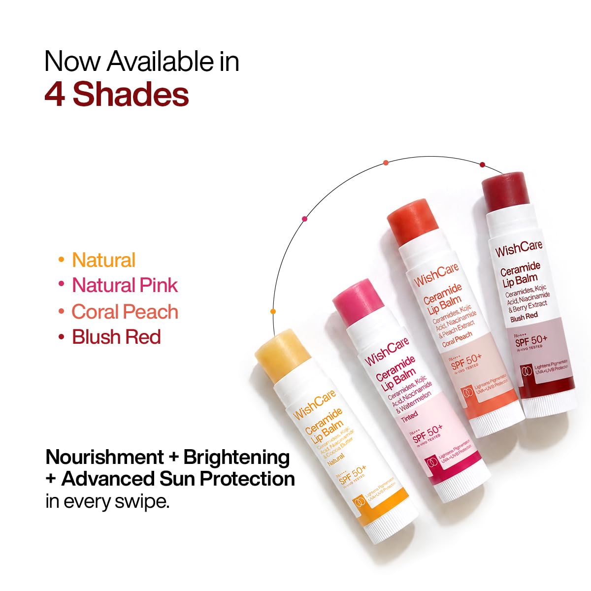 WishCare Tinted Lip Balm SPF 50 PA++++ | Brightening Lip Balm for Dark Lips | In-Vivo Tested | Kojic Acid & Niacinamide | For Women | 5g (Blush Red) | Glammy.lk