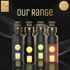 AIR-ROMA Black Musk Premium Car Perfume|Fine Fragrance Car Air Freshener|Anti Odour Technology|Car Accessory Interior Fabric Spray | 400+ Long Lasting Air Freshener Scent (60 Ml)