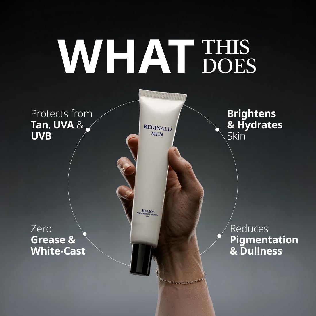 Reginald Men SPF 50+ PA++++ Sunscreen (30g) | Broad Spectrum UVA/UVB Protection | Brightening & Hydrating | Lightweight, Oil-Free & Non-Sticky | Daily Sun Protection for Men (Pack of 1,30G)