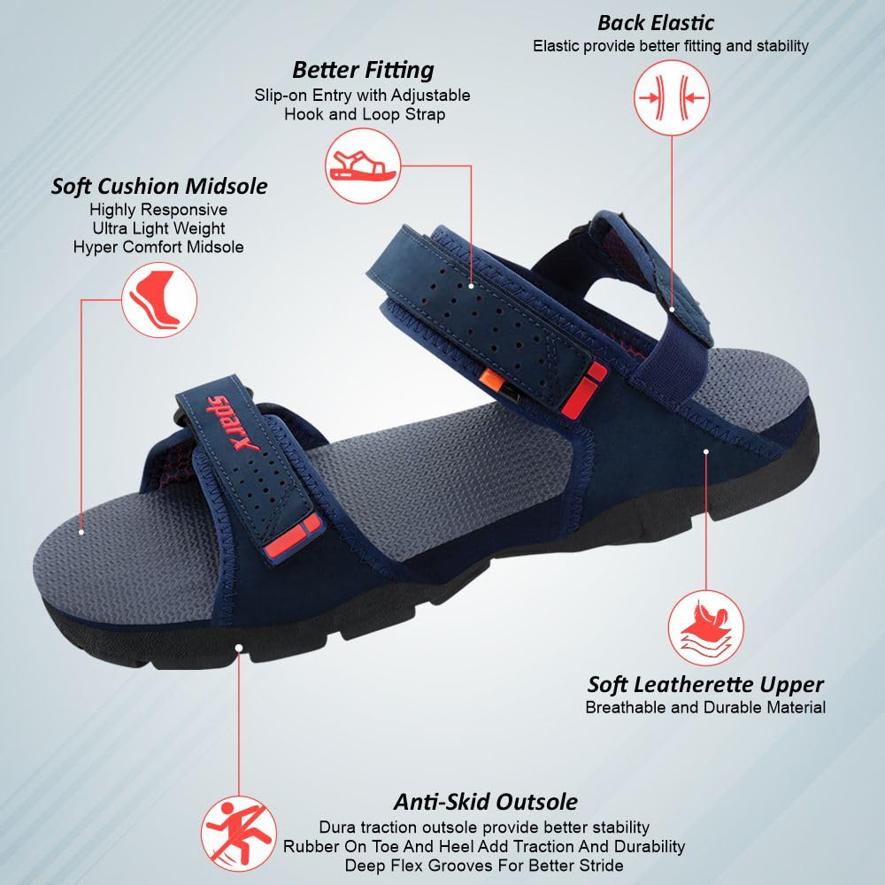 SPARX mens SS 119 | Latest, Daily Use, Stylish Floaters | Blue Sport Sandal - 7 UK (SS 119)