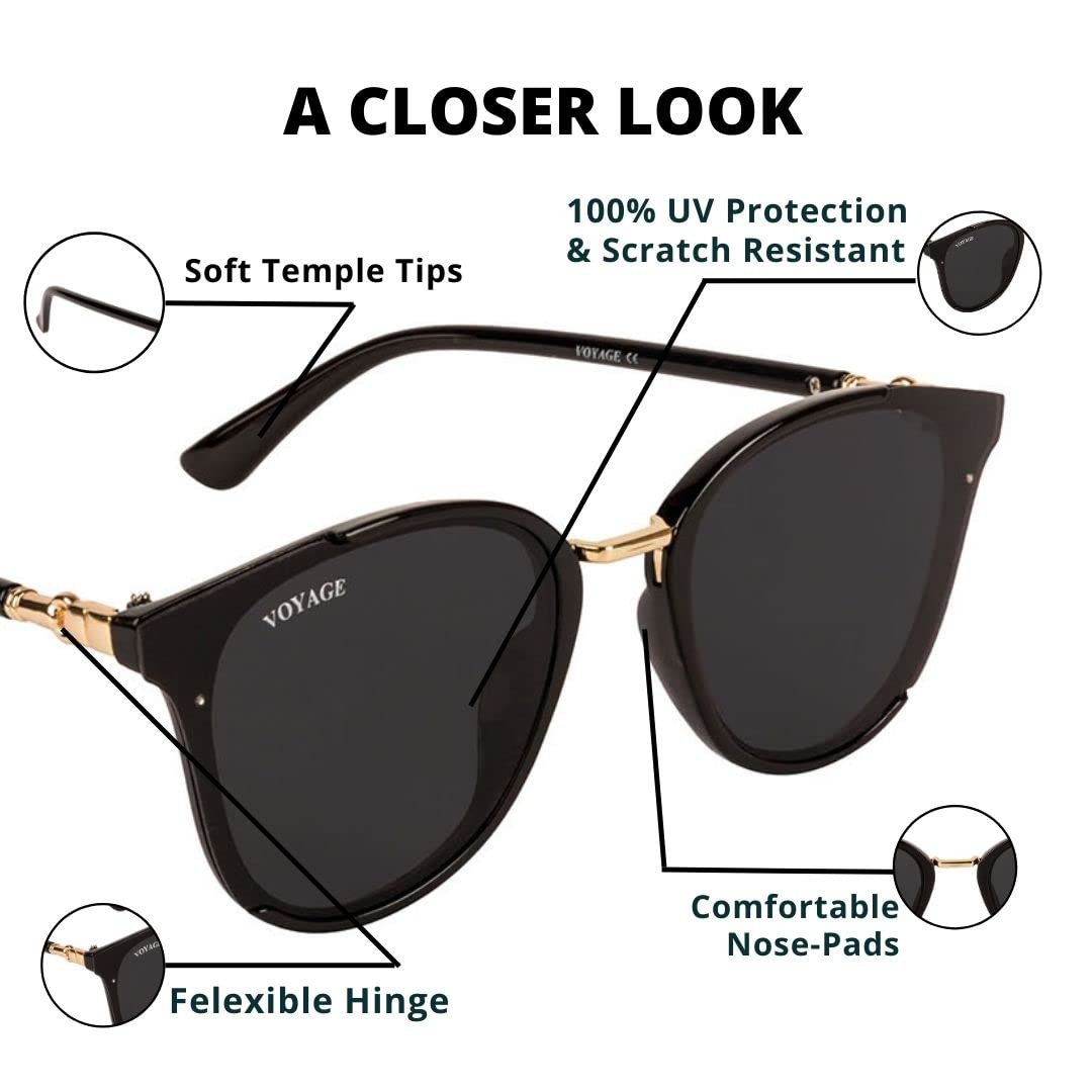 Voyage UV Protection Cat-eye Sunglass (59) (Black)