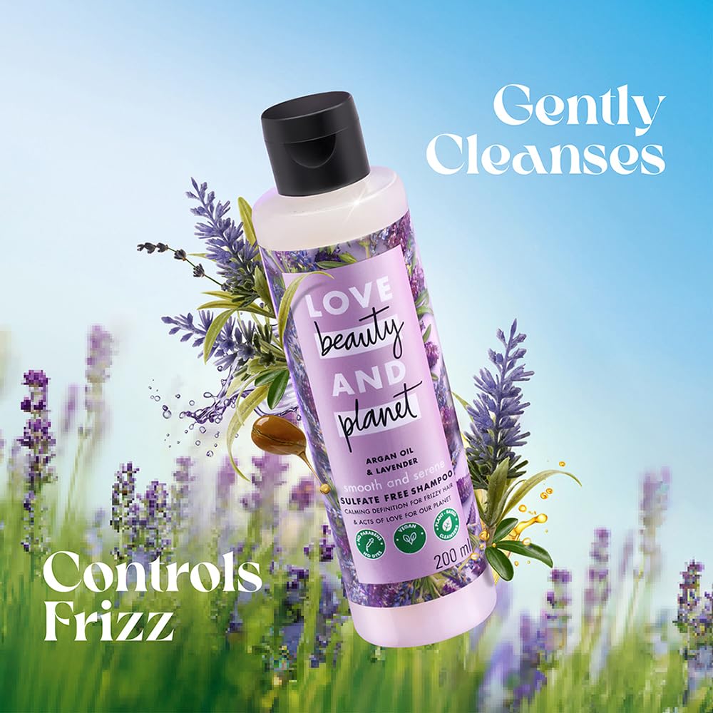 Love Beauty & Planet Argan Oil and Lavender Sulfate Free Smooth and Serene Shampoo | No Parabens | No Dyes | 200ml