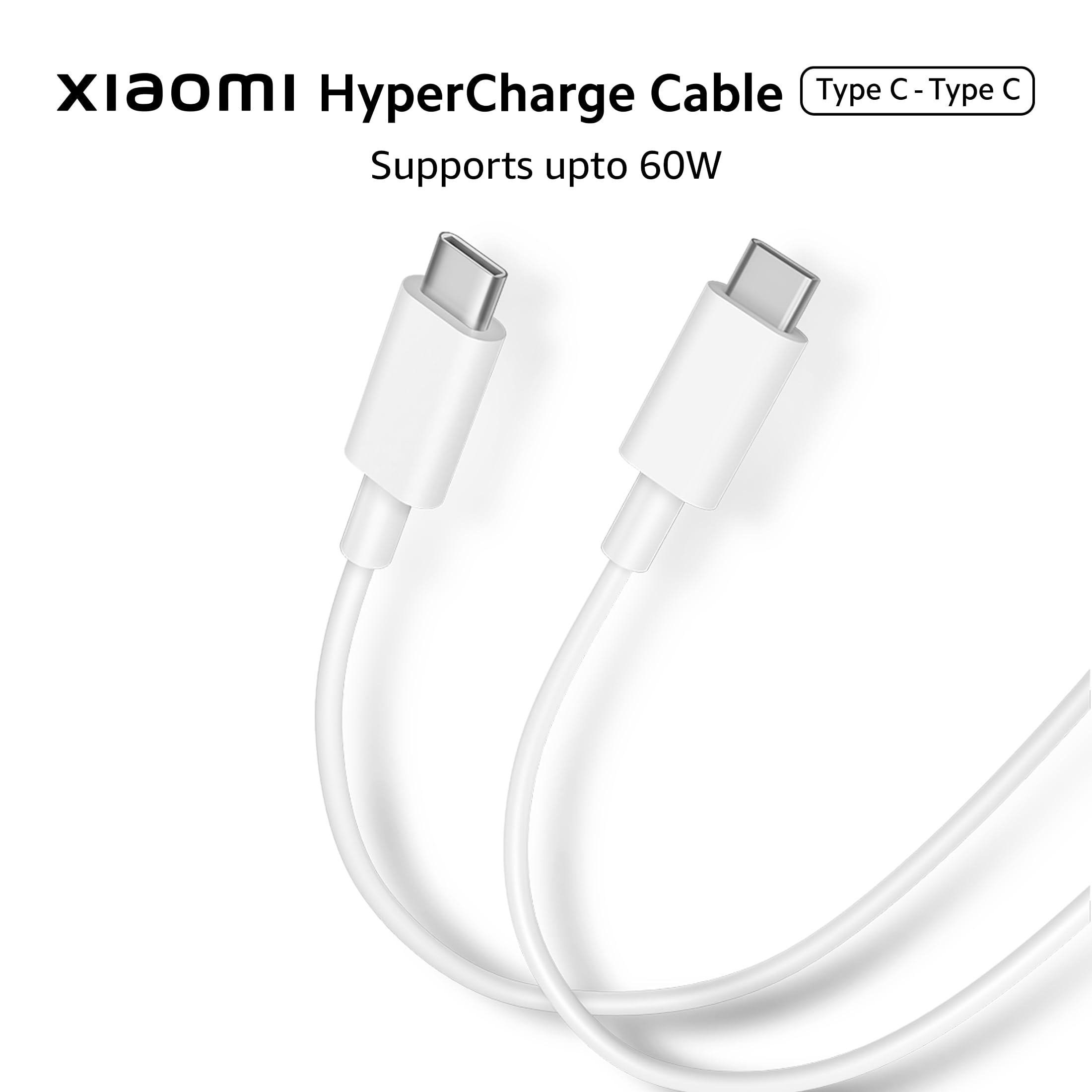 Xiaomi Mi Original HyperCharge 60W Type C to Type C Cable for Smartphones, Tablets, Laptops, Macbook & other Type C devices, 480Mbps Data Sync (White) - Wireless Accessory from Xiaomi - Shop in Sri Lanka at Arcade.lk