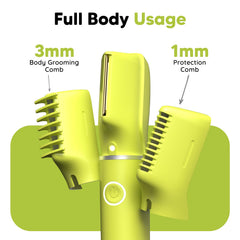 LetsShave Trimmer for Men Private Parts, Skin Safe 'R' Blades, Rechargeable Battery, 90Min Runtime & Water Proof, Pubic Hair Remover for Man, Body Groomer