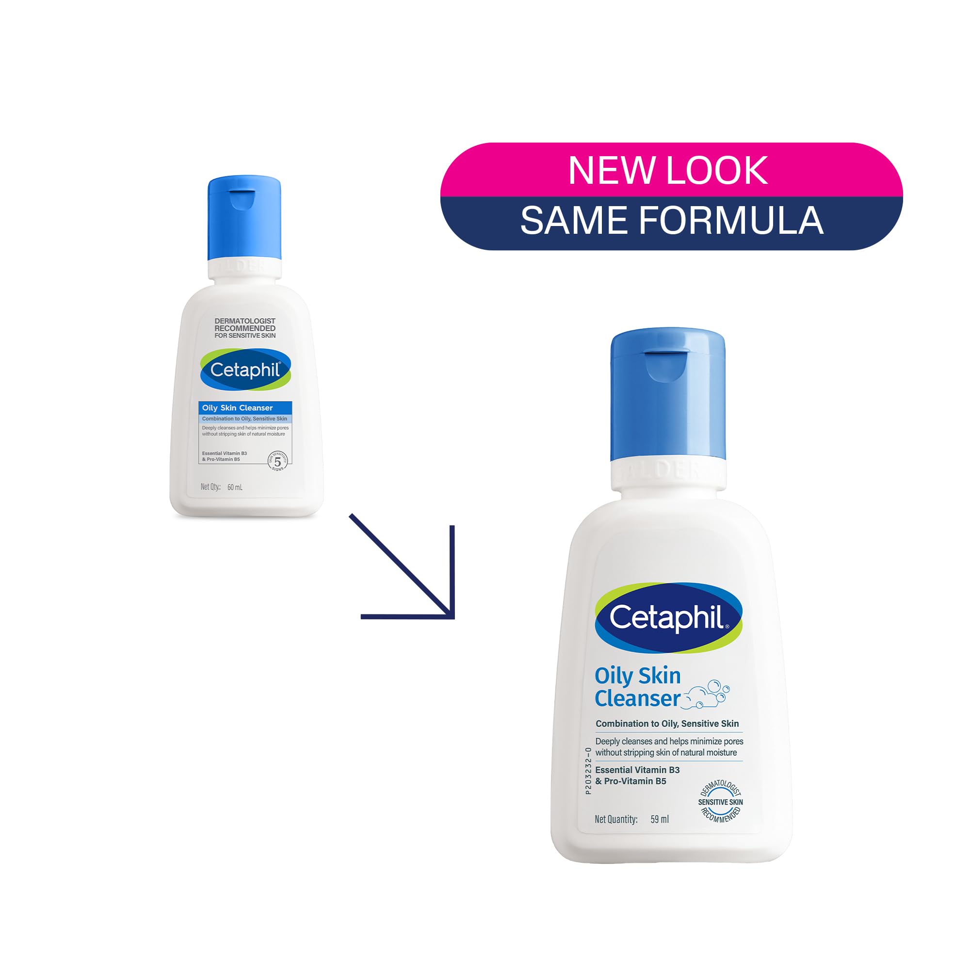 Cetaphil Oily Skin Cleanser Face Wash 59ml | Deep Cleansing for Oily, Acne Prone Skin | Gentle Foaming, Non-Irritating, pH Balanced | Dermatologist Recommended | For Your Sensitive Skin