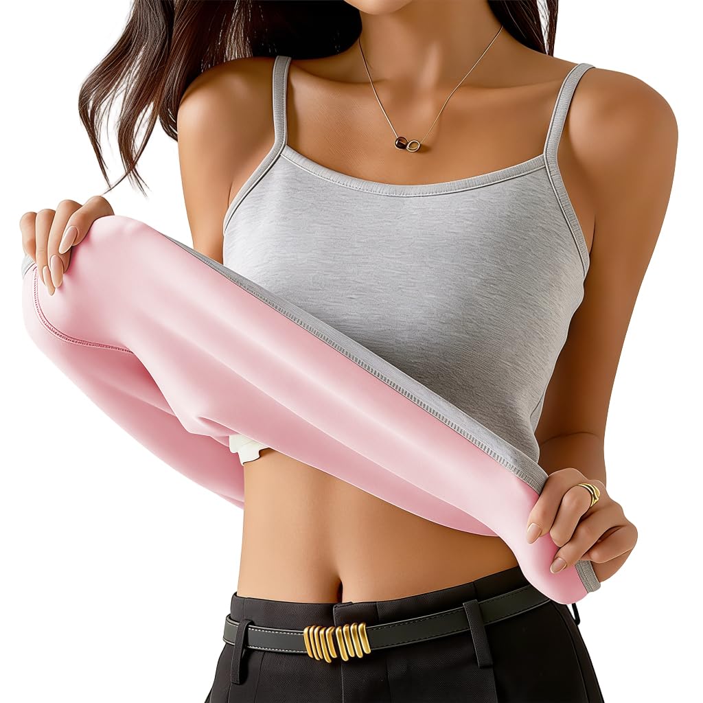 PALAY® Womens Thermal Tank Top Thick Fleece Lined Shirts Winter Underwear Vest Outdoor Tops Camisole Fleece Shirts Warm Vest