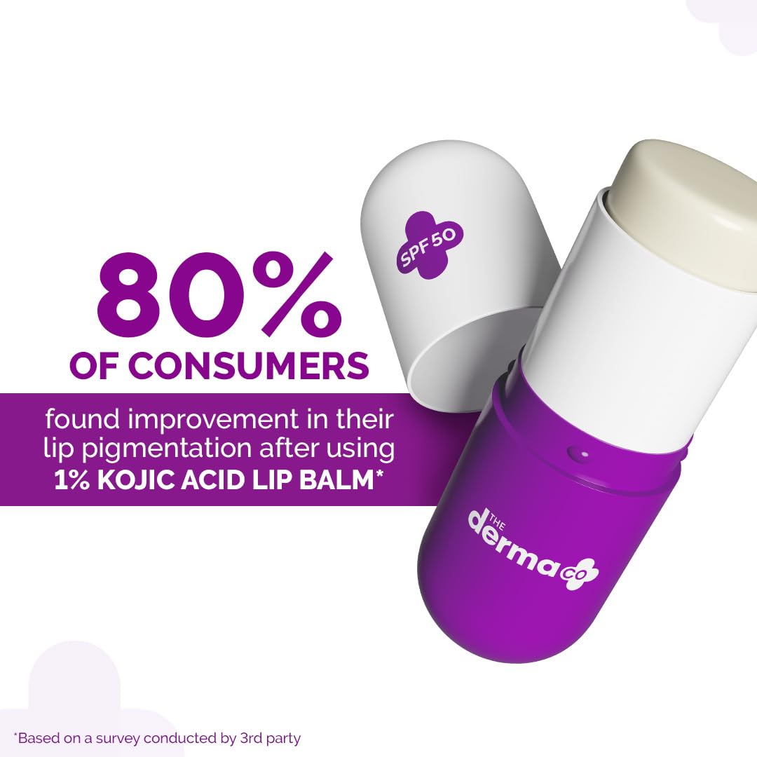 The Derma Co 1% Kojic Acid Lip Balm with SPF 50 PA +++ I With Arbutin & Peptide Complex | Reduce Lip Pigmentation | Protects From Sun Damage | For Dark, Pigmented Lips | For Men & Women | 4.5 g