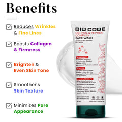 Bio Code Encapsulated Retinol 0.2% & Peptide Complex(Palmitoyl Tripeptide-5) 0.5%, Multi-Molecular Hyaluronic Acid 0.3% Face Wash – Advanced Age-Defy | AI-Enhanced Formula, 150ml