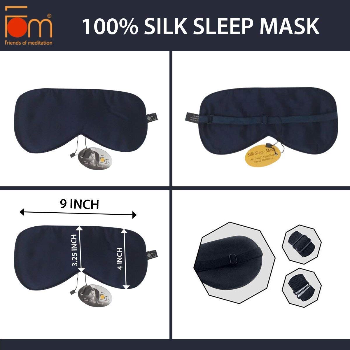 Friends of Meditation 100% Mulberry Silk, Super Smooth Sleep Mask and Blind Fold (Navy Blue) - Health and Beauty from Friends Of Meditation - Shop in Sri Lanka at Arcade.lk