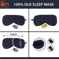 Friends of Meditation ® 100% Mulberry Silk, Super Smooth Sleep Mask And Blind Fold (Navy Blue)