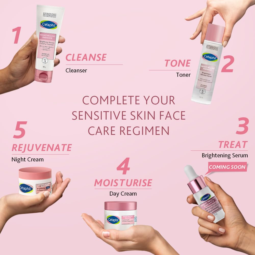 Cetaphil Brightening Night Comfort Cream - 50 g| For Dark Spots, Uneven Skin Tone| Hyaluronic Acid & Niacinamide| Fragrance Free| Dermatologist Recommended