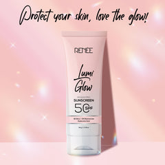 RENEE Lumi Glow Highlighting Sunscreen with SPF 50 | Lightweight & Non-Sticky | No White Cast | Protects against UVA-UVB | Radiant Finish