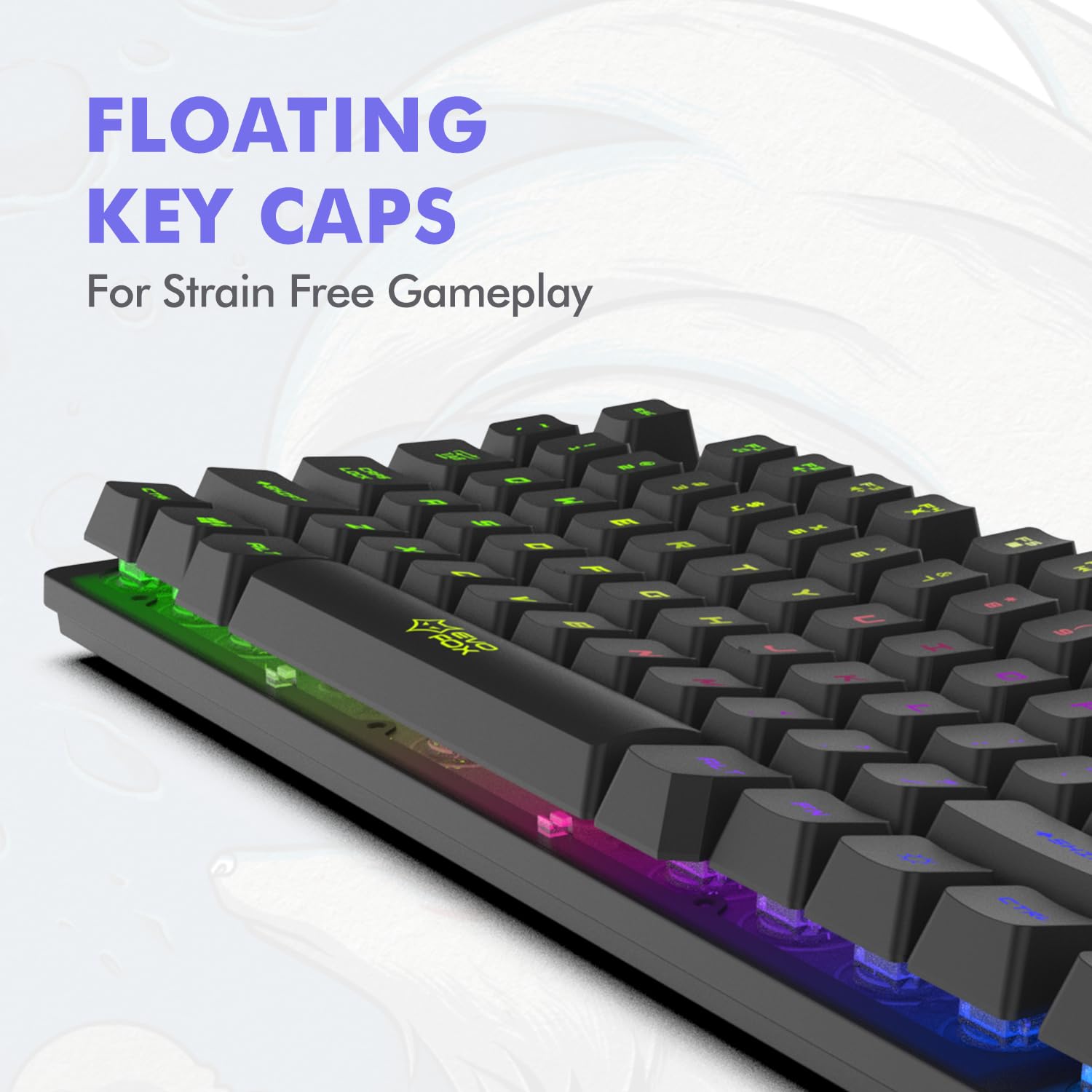 EvoFox Fireblade Wired TKL Gaming Keyboard with Breathing Effect |Backlit Keyboard Membrane, Mixed Color Lighting, Floating Keycaps, 19 Anti-Ghosting Keys, Windows Lock Key, Braided cable (Black) - Video Games from EvoFox - Shop in Sri Lanka at Arcade.lk