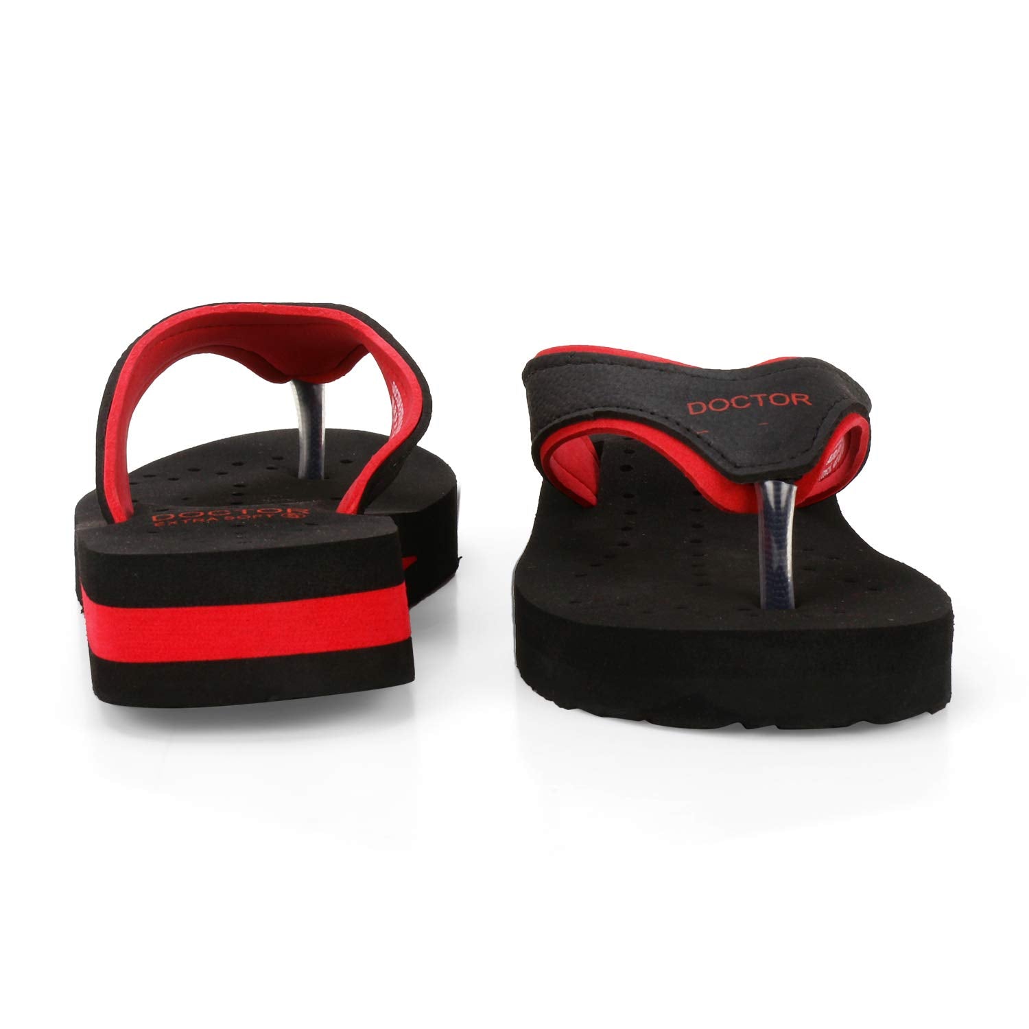 DOCTOR EXTRA SOFT Care Diabetic Orthopedic Pregnancy Flat Super Comfort Dr Flipflops and House Slippers For Women's and Girl's D-18-Black Red-4 UK