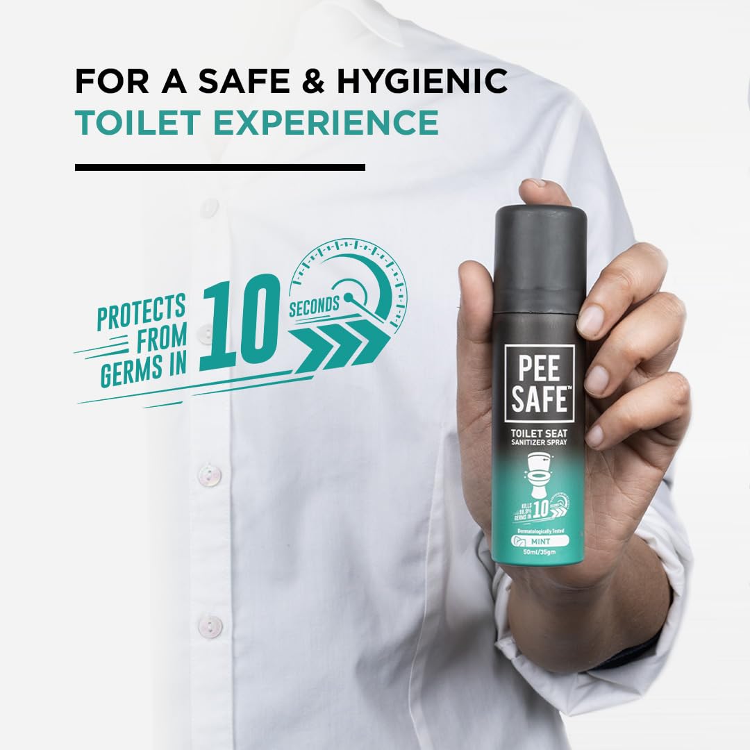 PEESAFE Toilet Seat Sanitizer Spray 50 Ml Mint | Reduces The Risk Of UTI & Other Infections | Protects From 99.9% Germs In 10 Seconds & Travel Friendly | Anti Odour, Deodorizer - Drugstore from PEESAFE - Shop in Sri Lanka at Arcade.lk