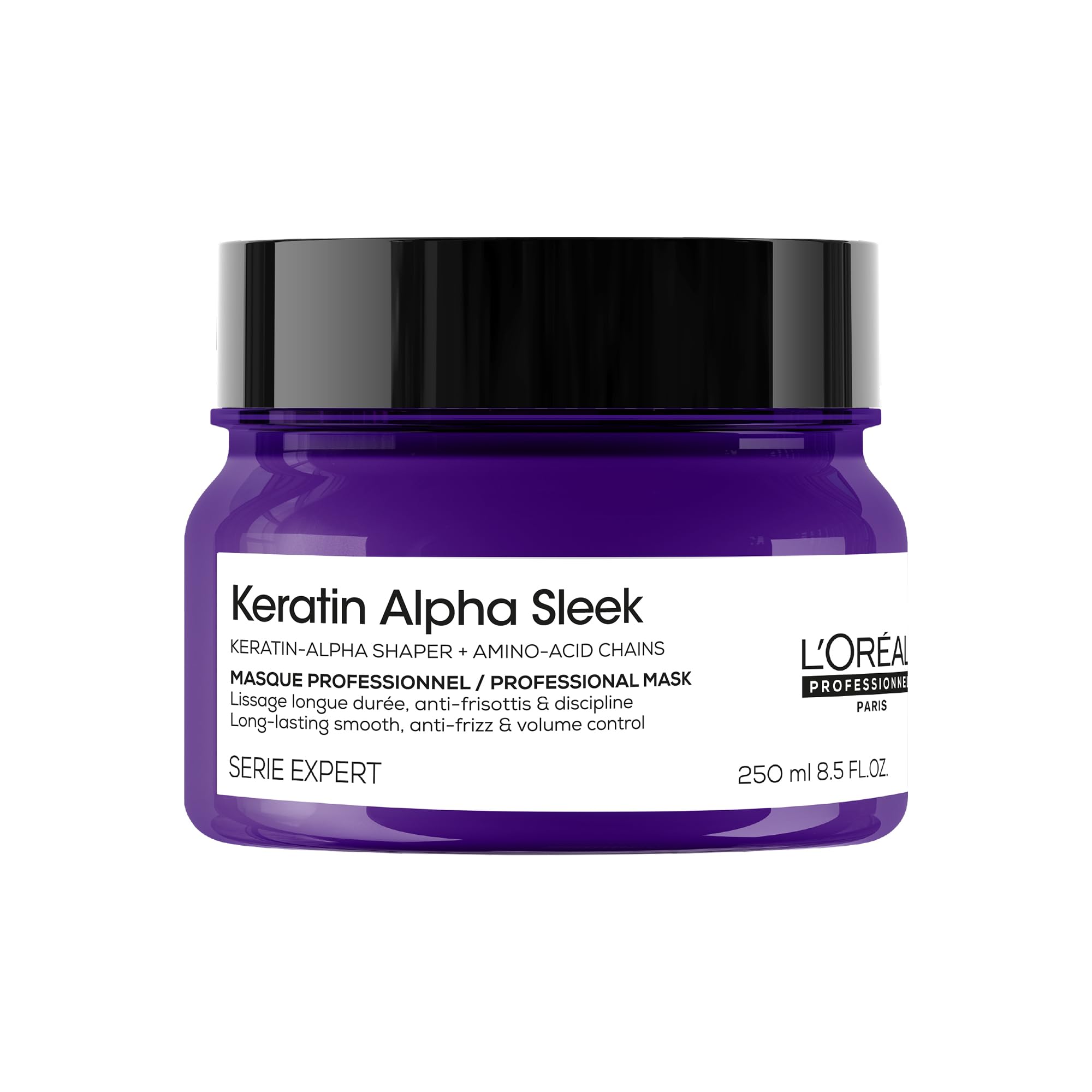 L’Oréal Professionnel Keratin Alpha Sleek Hair Mask for Frizz Control & Smoothness | 84% Less frizz, 5X Instant smoothness | 250 ml