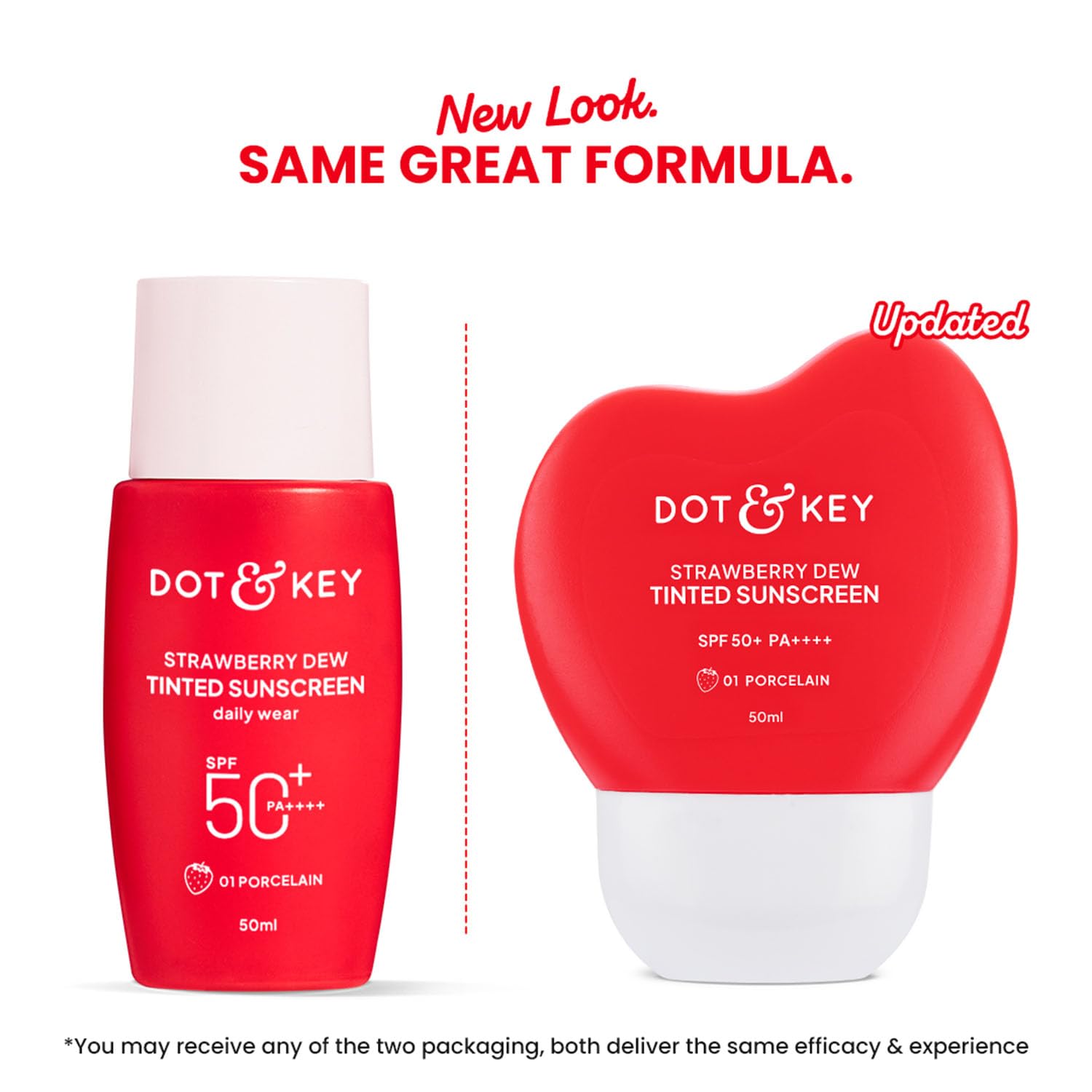 Dot & Key Strawberry Dew Tinted Sunscreen In-Vivo Tested SPF 50+ PA++++ With New-Age UV Filters, Brightens & Protects Skin, Ultra-light, With Niacinamide, Natural Finish, Non-Sticky|50ml|01-Porcelain
