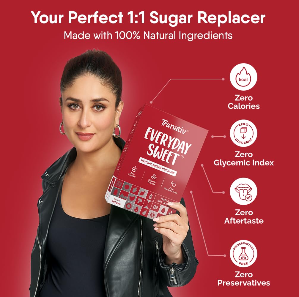 TruNativ Everyday Sweet| Natural 1:1 Sugar Replacer | Monk Fruit Extract | Natural Sweetener | Zero Calories - Zero Carb - Diabetic Friendly - Keto Friendly | Cook Bake Blend - No Aftertaste | 150g