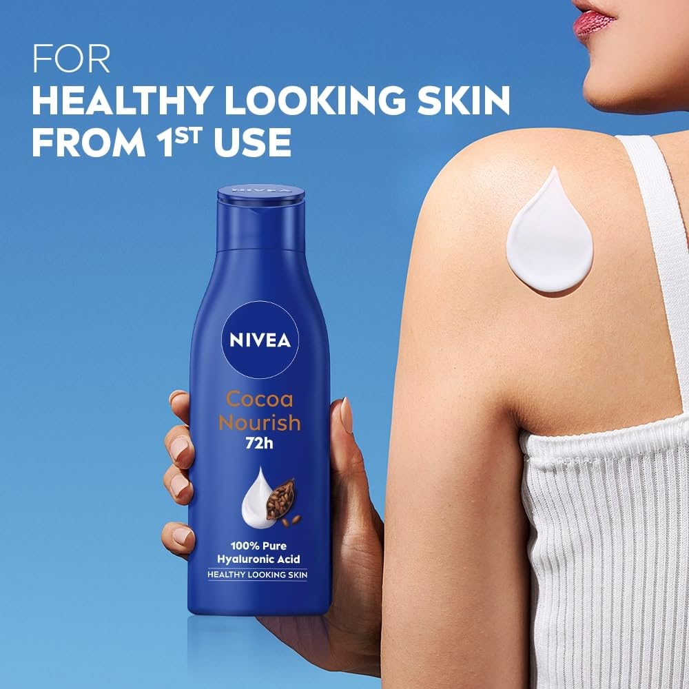 NIVEA Cocoa Nourish 200ml Body Lotion with Deep Moisture Serum| 48 H Moisturization | With Cocoa Butter & Coconut Oil | Non Greasy & Healthy Looking Skin |For Very Dry Skin