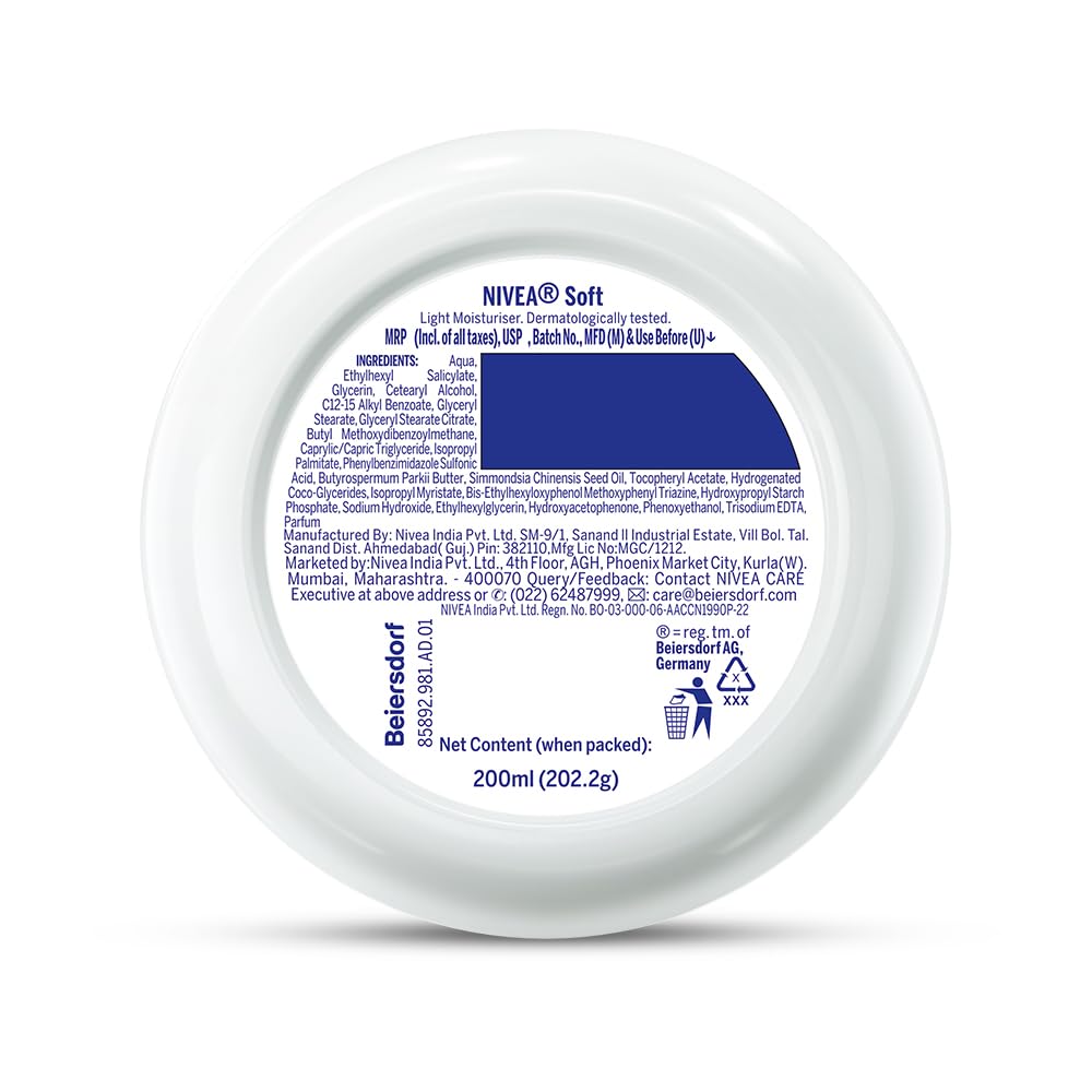 NIVEA Soft Daily SPF 15 Moisturizer | 88% UV Protection | Face & Body Cream for Healthy Glow in 5 Days | No White Cast | Vitamin E & Shea Butter | Lightweight, Quick Absorbing | 72H Hydration | 200ml