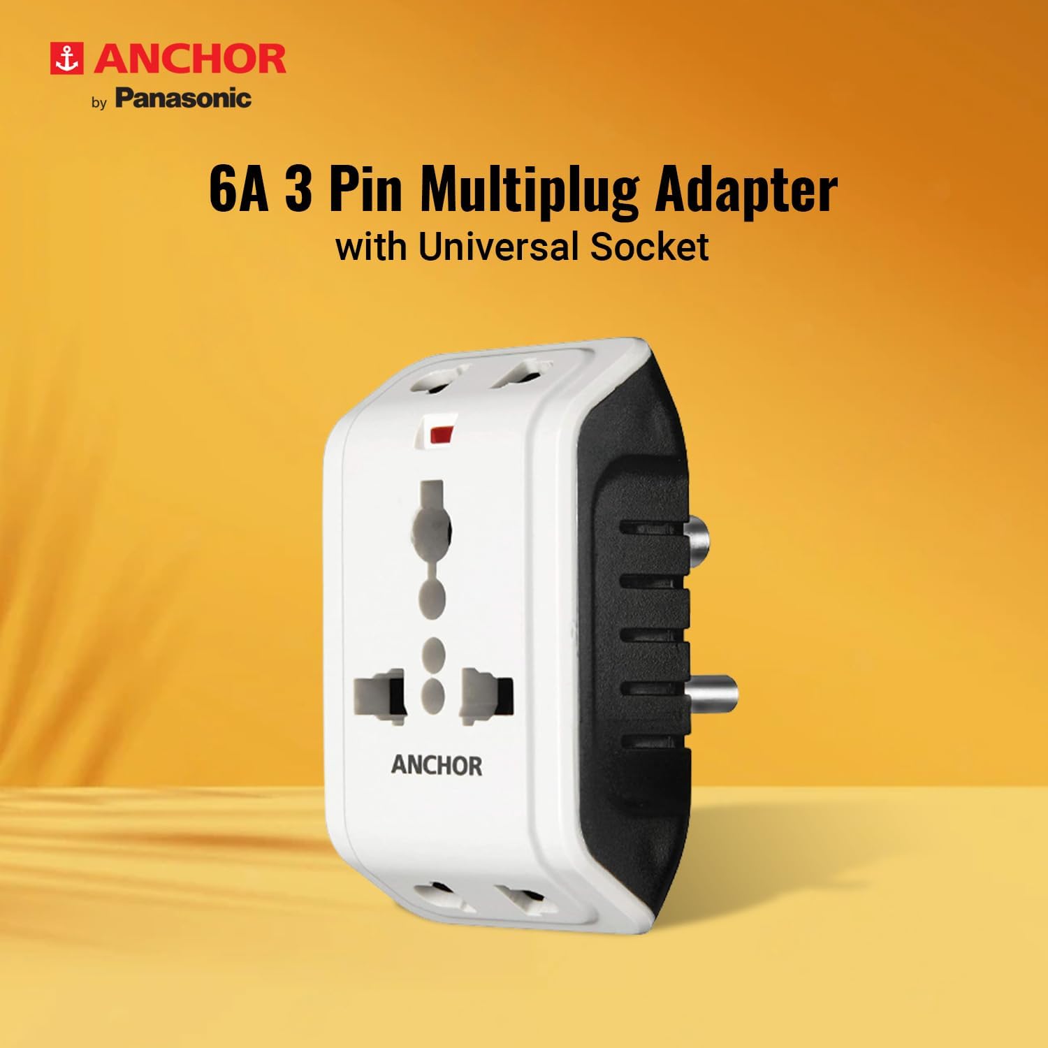 Anchor by Panasonic 6A 3 Pin (Round) Multiplug Travel Adapter with Universal Socket | 3 Pin Multi Plug Socket (White) - Home Improvement from ANCHOR - Shop in Sri Lanka at Arcade.lk