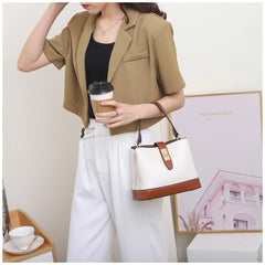 ADISA Women's Girls Bucket Cross Body Bag with Sling (SL5139-Off White)