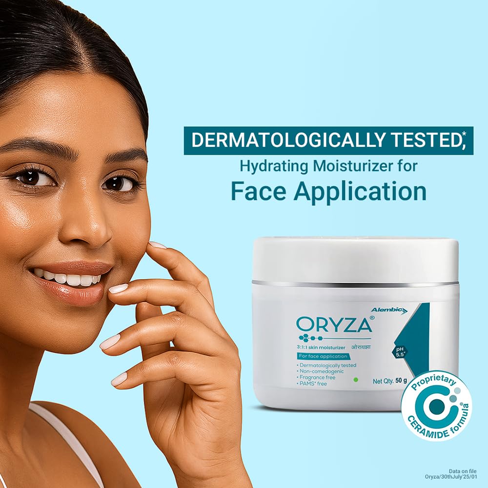 Alembic Oryza 3:1:1 Ceramide Face Moisturizer I Enriched With Hyaluronic Acid & Duraquench I Light Weight I Long Lasting Hydration I For Normal To Sensitive Skin,50G Pack Of 1 - Cream