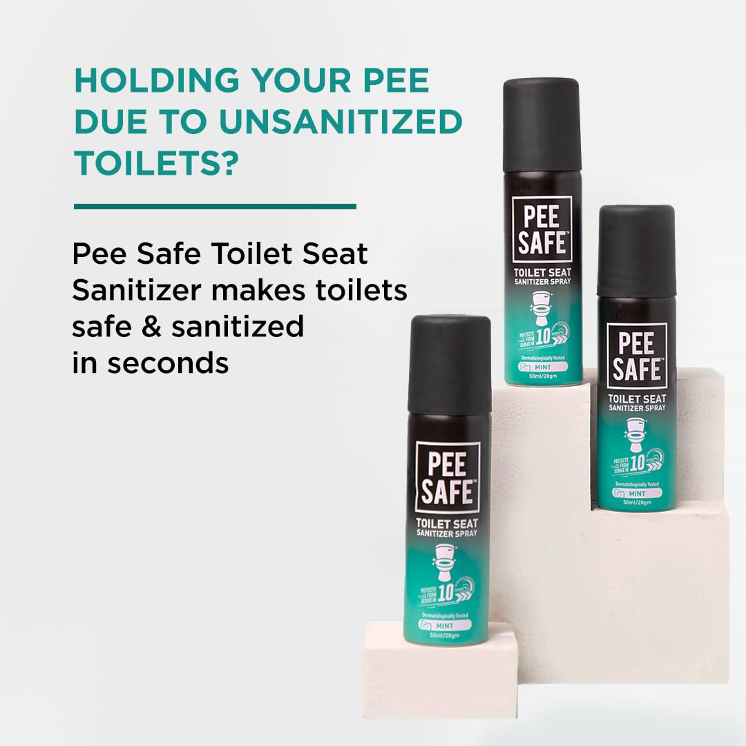 PEESAFE Toilet Seat Sanitizer Spray 50 Ml Mint | Reduces The Risk Of UTI & Other Infections | Protects From 99.9% Germs In 10 Seconds & Travel Friendly | Anti Odour, Deodorizer - Drugstore from PEESAFE - Shop in Sri Lanka at Arcade.lk