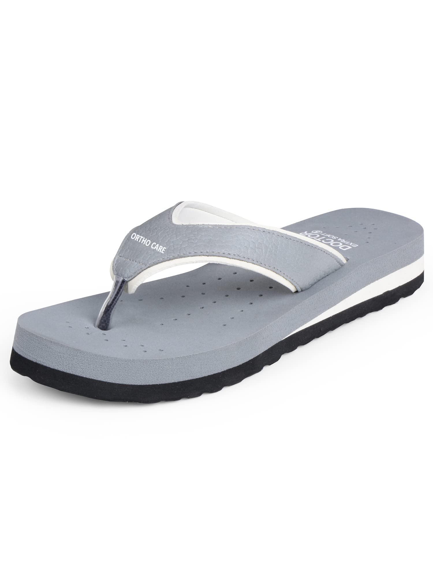 DOCTOR EXTRA SOFT Chappal Care Orthopaedic and Diabetic Comfort Doctor Flip-Flop and House Slipper's for Women's OR-D-18-GREY-4 UK