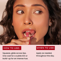 Hyphen Tinted Lip Balm | Brightens & Reduces Dark Lips & Pigmentation | 1% Vitamin E, Peptide & 2% Squalane | Winter Lip Care| 24H Moisturization for Dry & Chapped Lips | Jelly Glaze (Red Shade)- 10g