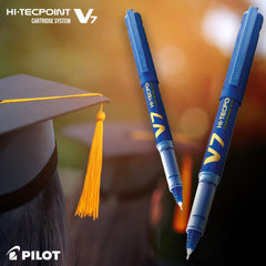 Pilot V7 Hi-tecpoint Pen with cartridge system - 1 Blue, 1 Black Pen, 2 Blue cartridges, 2 Black cartridges